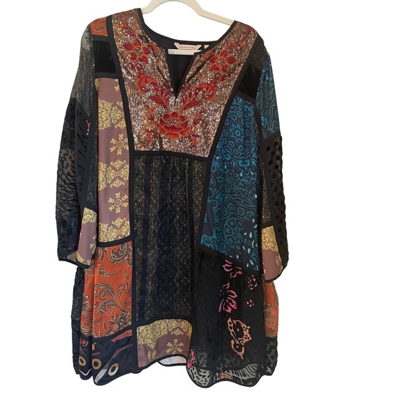Soft Surroundings Dresses & Skirts - Soft Surroundings Size XL Adassa Patchwork Sequin Embroidered Boho Tunic Dress